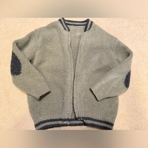 Kids Green Knit Jacket with Elbow Patches
